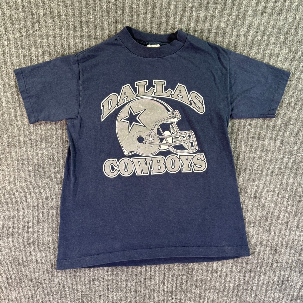 Vintage Dallas Cowboys T Shirt Youth Medium‎ Blue Single Stitch USA Trench 90s